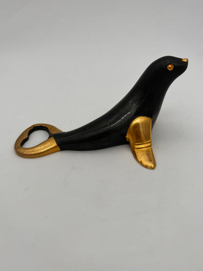 Décapsuleur otarie noir et or