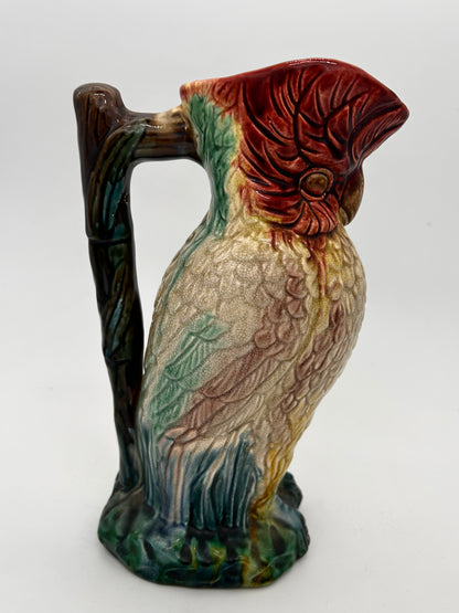 Pichet majolique cacatoès
