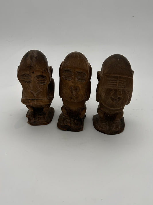 Statuette 3 singes bois