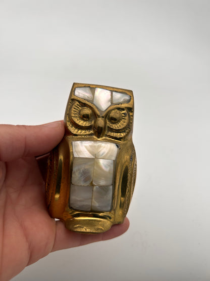 Chouette vintage laiton nacre