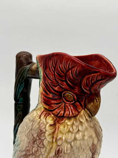 Pichet majolique cacatoès