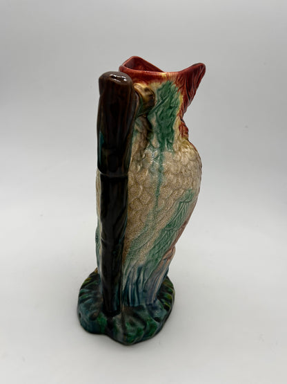 Pichet majolique cacatoès