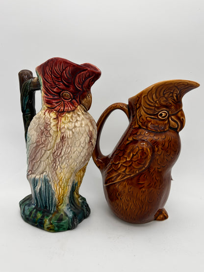 Pichet majolique cacatoès