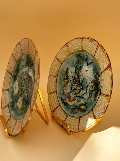 Assiettes anciennes oiseaux