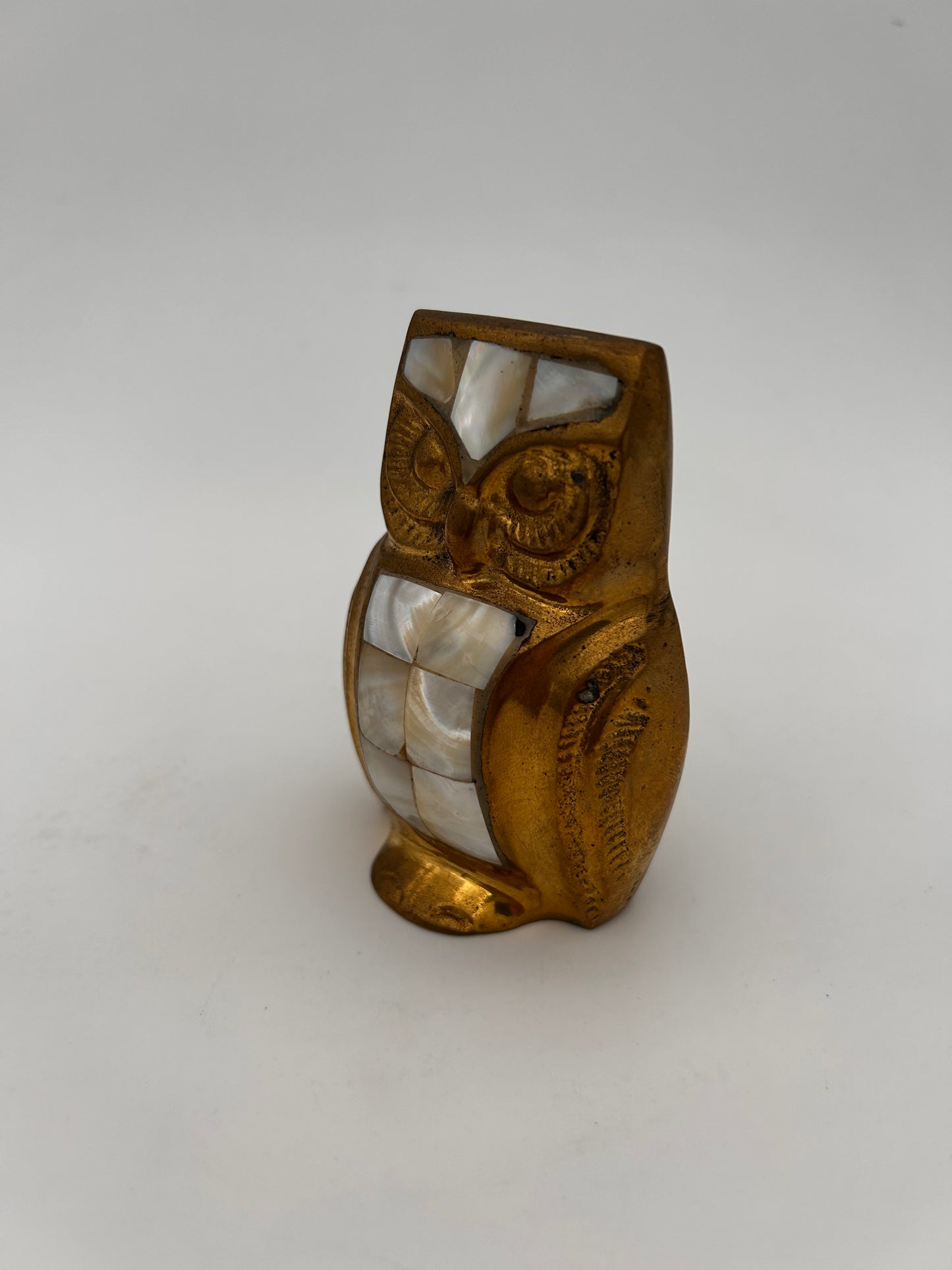 Chouette vintage laiton nacre