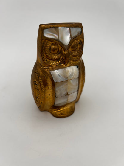 Chouette vintage laiton nacre