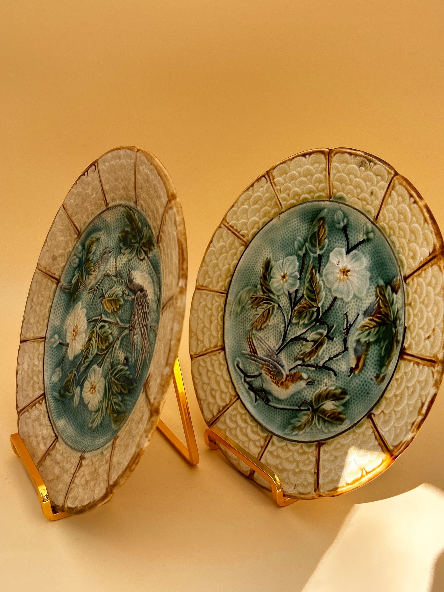 Assiettes anciennes oiseaux