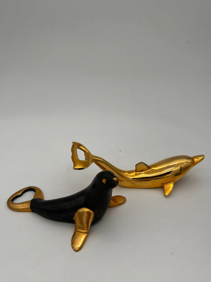 Décapsuleur otarie noir et or