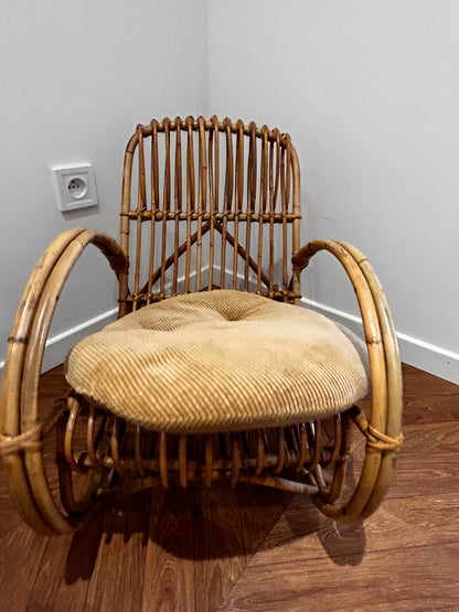 Chaise à bascule rotin enfant