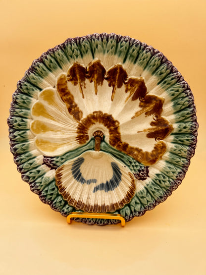 Assiette Majolique asperge coquillage