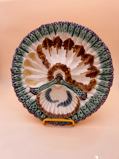 Assiette Majolique asperge coquillage