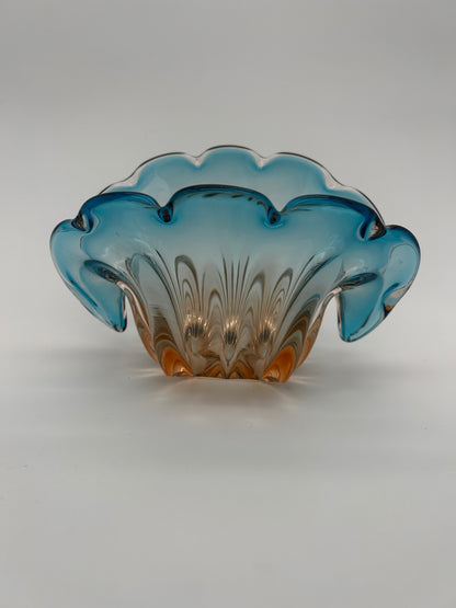 Vide poche Murano forme bénitier bleu