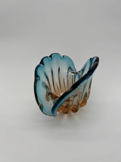 Vide poche Murano forme bénitier bleu