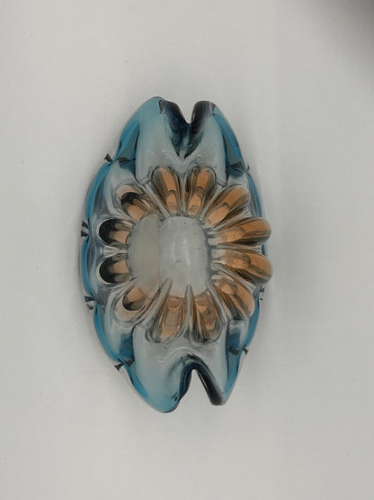 Vide poche Murano forme bénitier bleu
