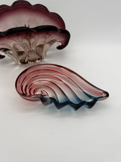 vide poche vintage coquillage en verre