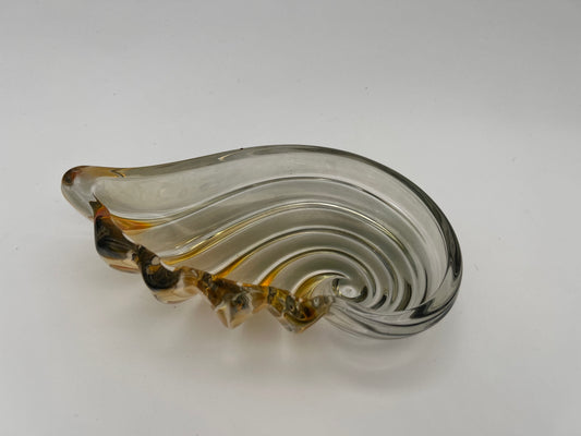 vide poche verre coquillage jaune