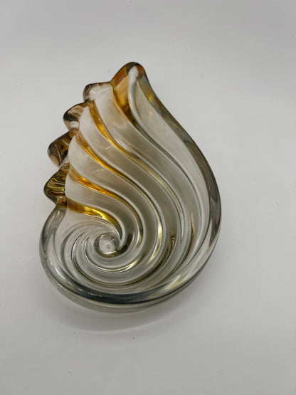 vide poche verre coquillage jaune